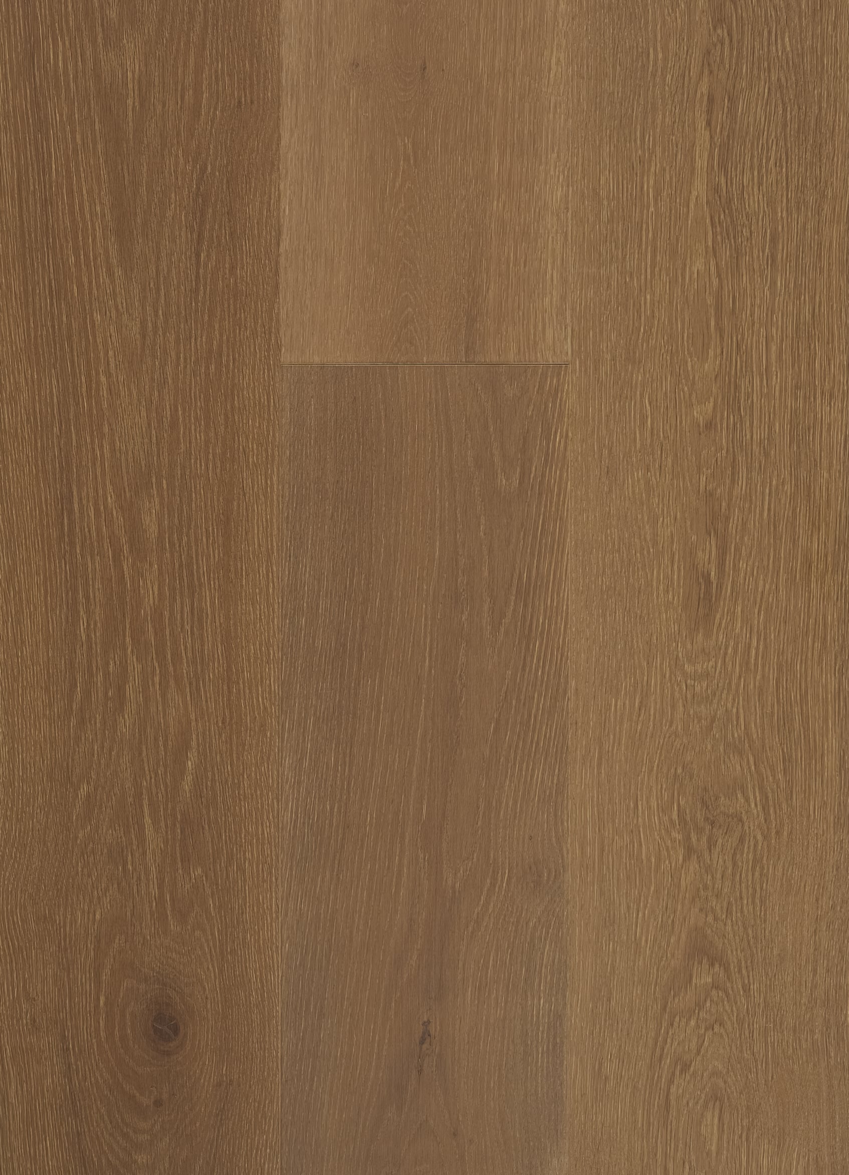 Cigar engineered white oak wood flooring in a deep tobacco-brown tone with toasted amber undertones and visible wire-brushed oak grain