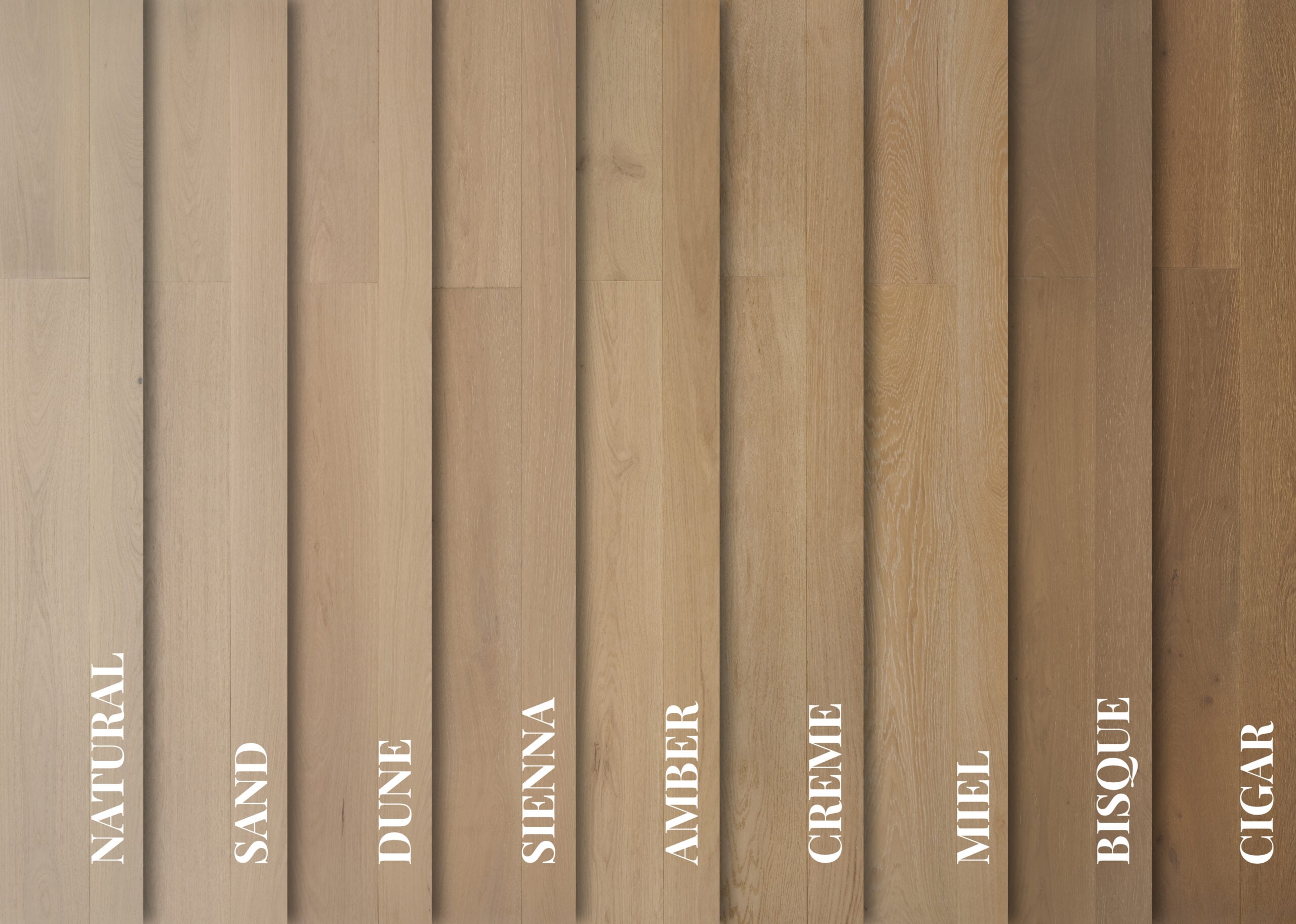 Light to dark Engineered Hardwood Flooring Color Shades and Color Family of the FORMA Collection